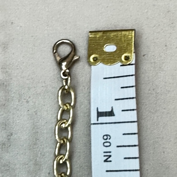 Gold Tone “Di“ Charm Chain Link Bracelet w/crystal as Top of “I“ Vintage - Picture 4 of 15